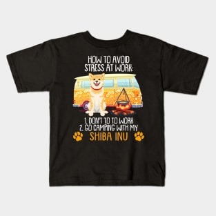 Camping With Shiba Inu To Avoid Stress Kids T-Shirt